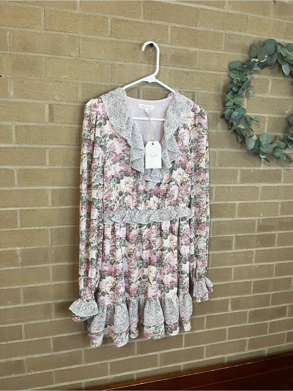Free the Roses Pink Floral Ruffle Mini Dress - Picture 3 of 4